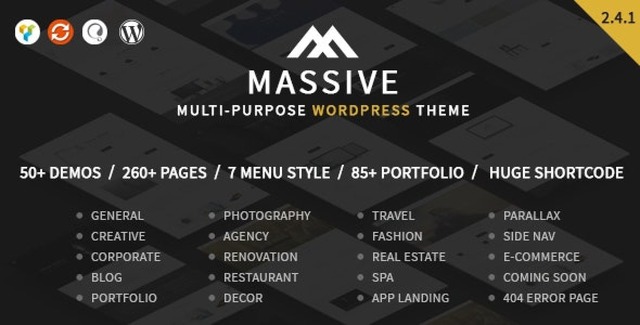 Massive responsive multi-purpose WordPress theme homepage preview