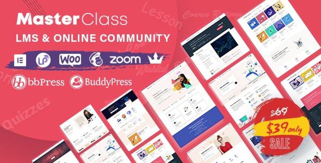 MasterClass LMS WordPress theme dashboard for building online education courses and learning platforms
