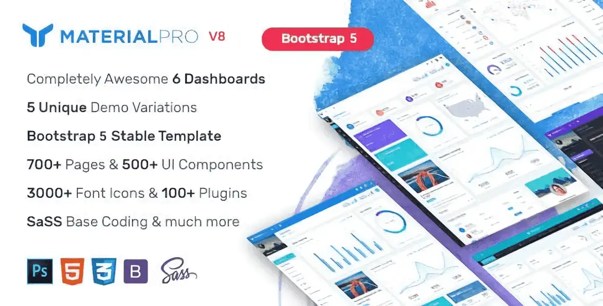 MaterialPro Bootstrap 5 admin template dashboard interface