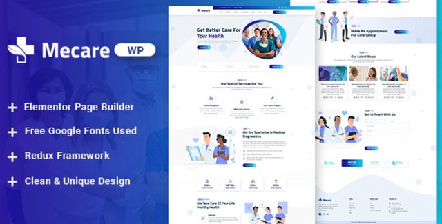 Mecare hospital and healthcare WordPress theme demo preview