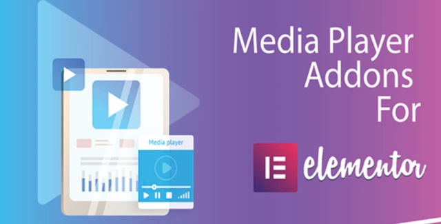 Media Player Addons For Elementor WordPress plugin interface showing customizable video and audio player widgets