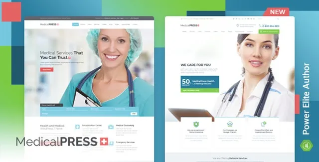 MedicalPress healthcare WordPress theme demo showing responsive layout and doctor website design