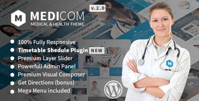 Medicom medical and healthcare WordPress theme preview