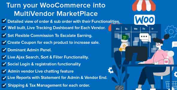 Mercado Pro WooCommerce multi vendor marketplace plugin dashboard showing vendor management and product listing features