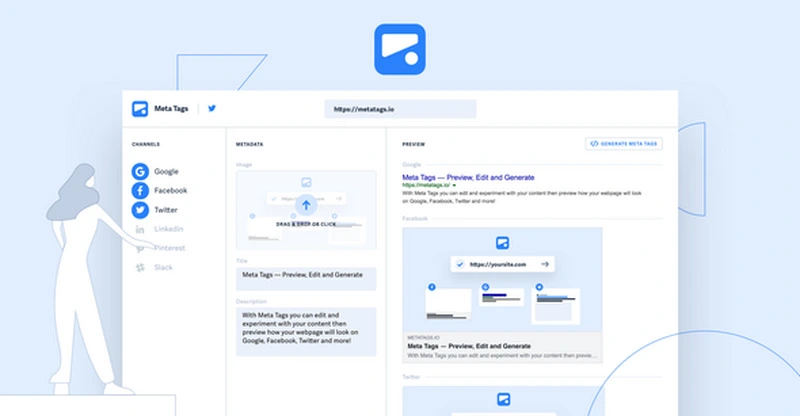 Meta Tags WordPress Plugin interface showing live preview and editing options