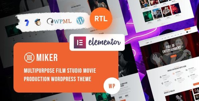 Miker film studio WordPress theme homepage preview