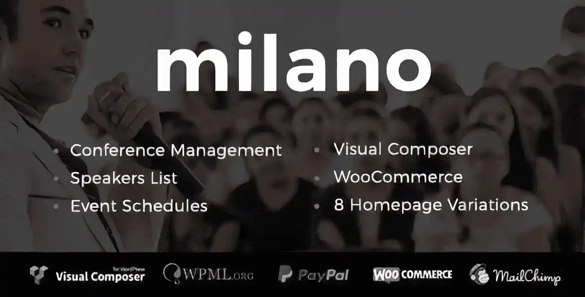 Milano conference and event WordPress theme demo preview