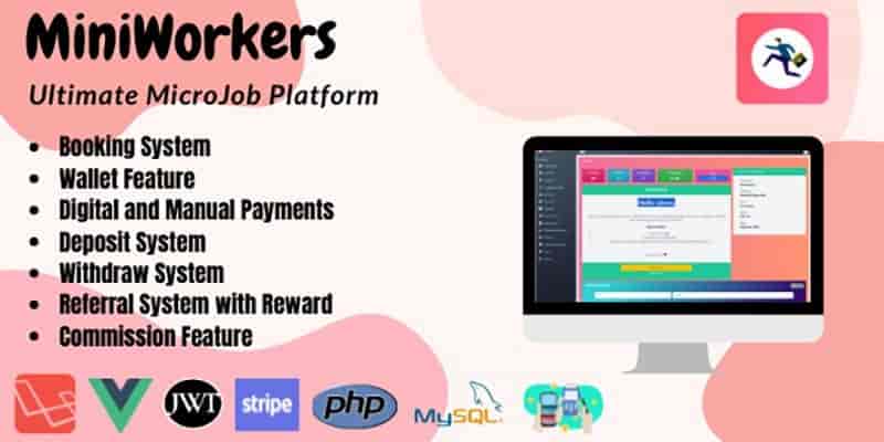 MiniWorkers microjob marketplace PHP script dashboard interface