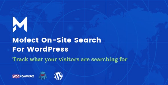 Mofect On-Site Search WordPress plugin interface showing ajax live search results