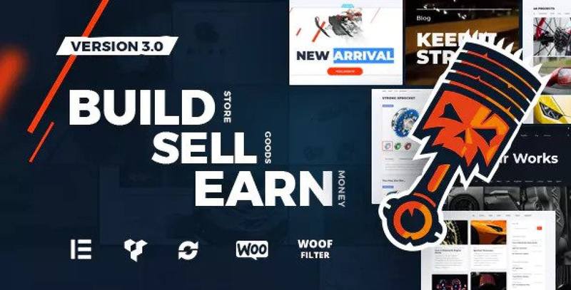 Motor WordPress WooCommerce theme preview for automotive parts and car dealership online stores