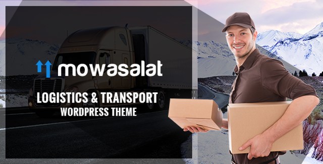 Mowasalat responsive logistics and transport WordPress theme for corporate transportation websites