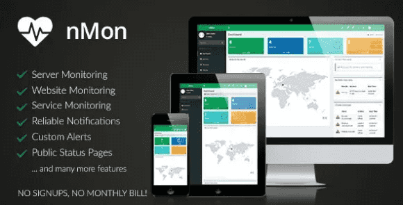 NMon server and website monitoring PHP script dashboard interface