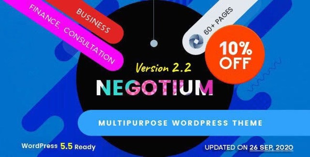 Negotium multipurpose business WordPress theme homepage layout for corporate and consulting websites