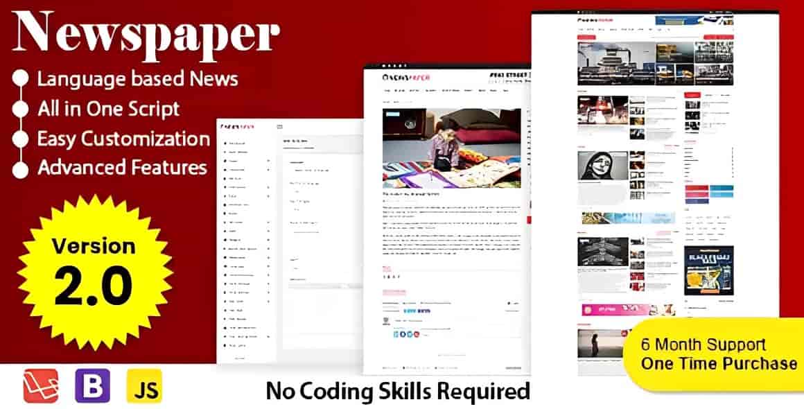 Jornal responsive PHP CMS script dashboard with news portal template preview