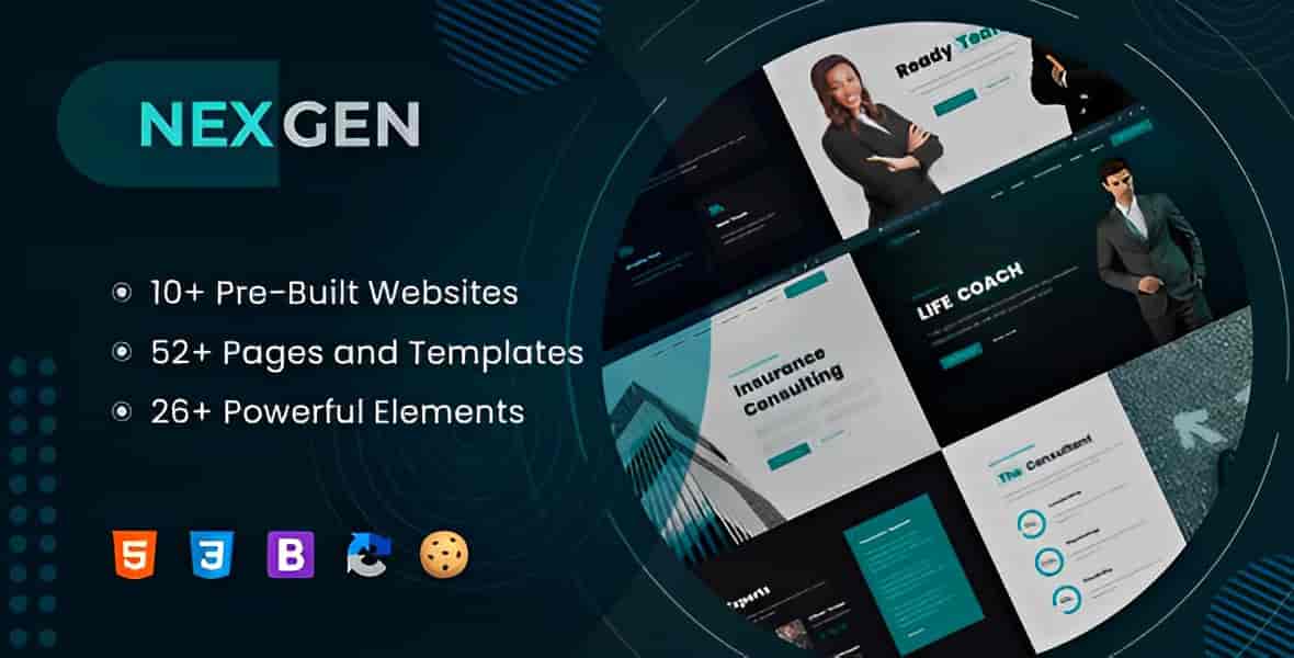 Nexgen Bootstrap HTML template preview for consulting and business websites