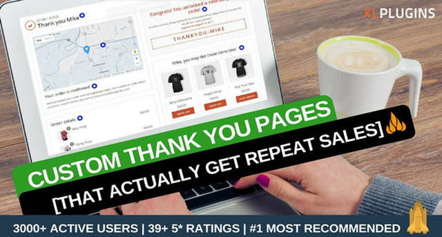 NextMove Pro WooCommerce thank you page plugin interface showing product recommendations and social sharing options