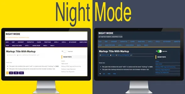 Night Mode for WordPress Plugin interface showing dark theme toggle