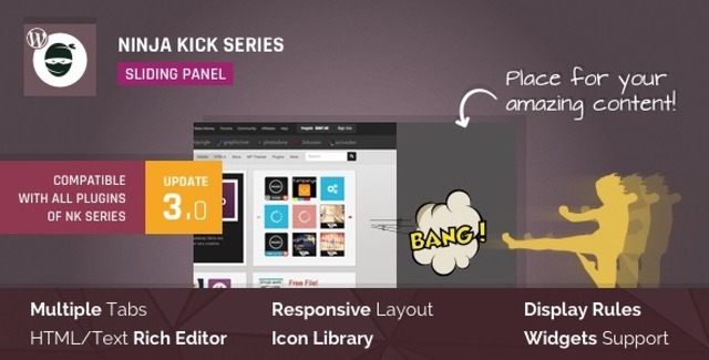 Ninja Kick WordPress sliding panel plugin interface