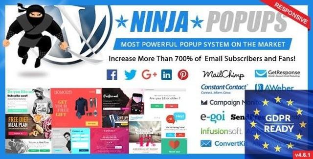 Ninja Popups WordPress plugin interface showing popup builder