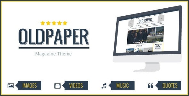 OldPaper WordPress magazine theme demo showing responsive blog layout on desktop and mobile
