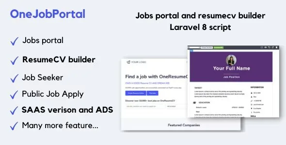 OneJobPortal job portal and resume builder PHP script interface
