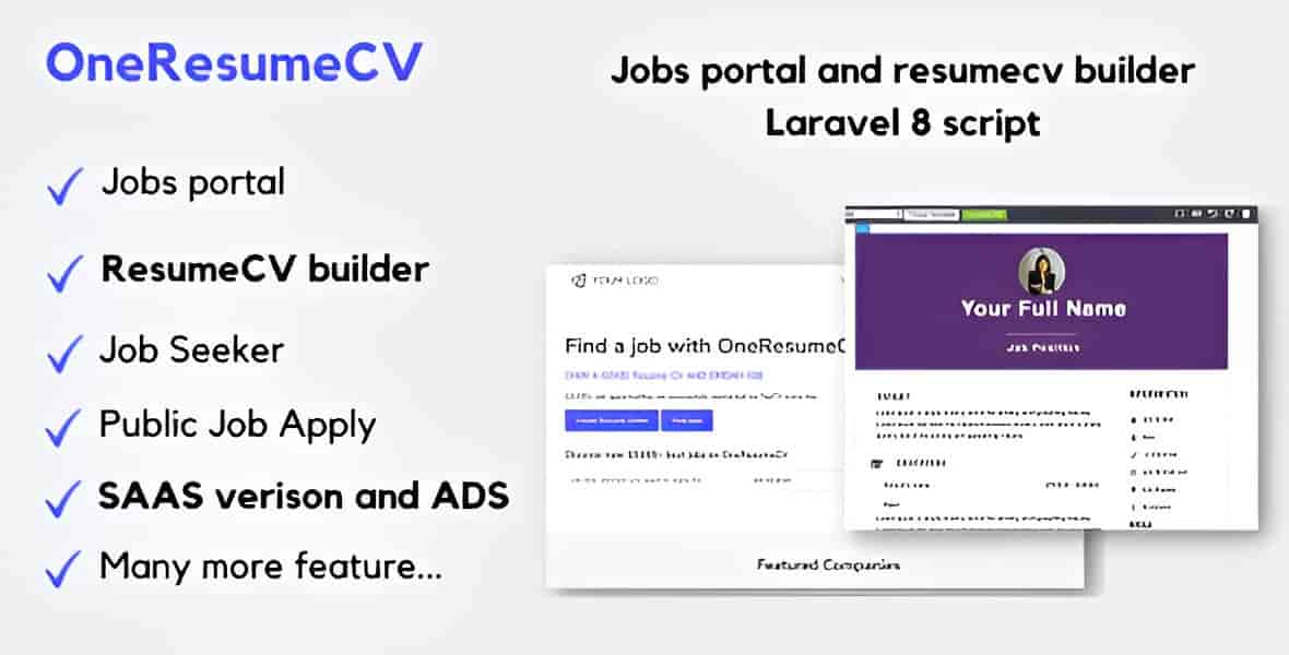 OneJobPortal job board and resume builder PHP script interface