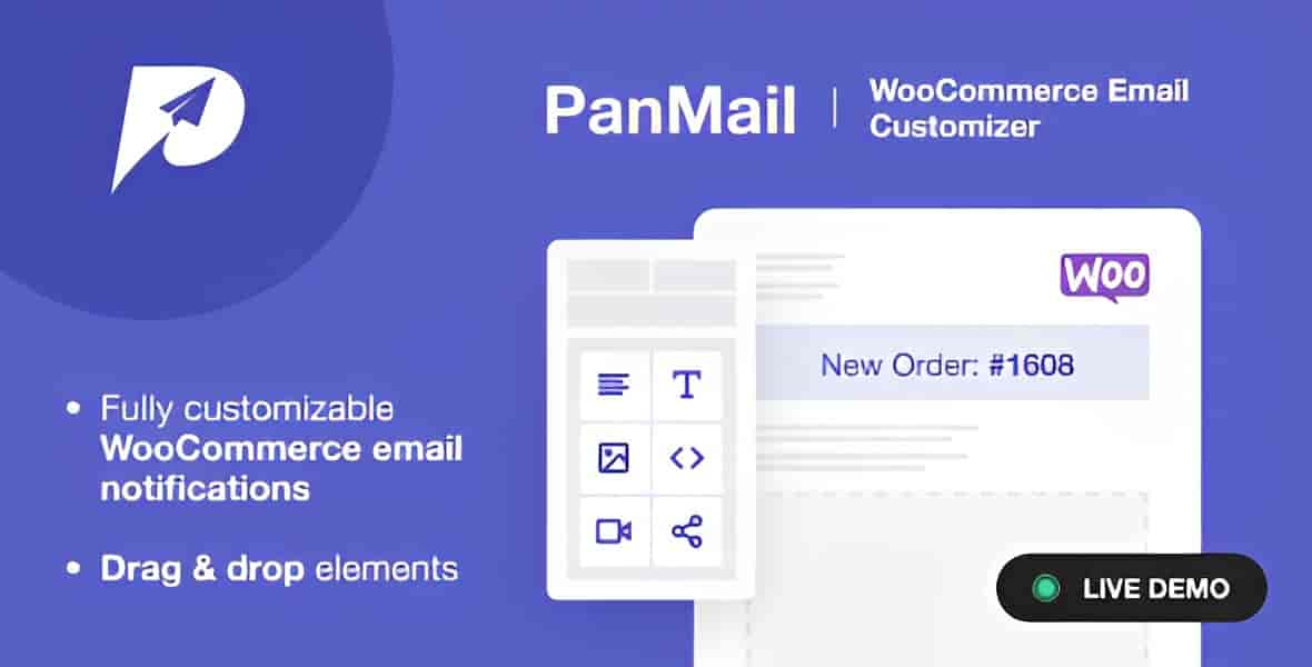 PanMail WooCommerce email customizer plugin template builder interface