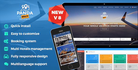 Panda Multi Resorts multi hotel booking CMS dashboard interface
