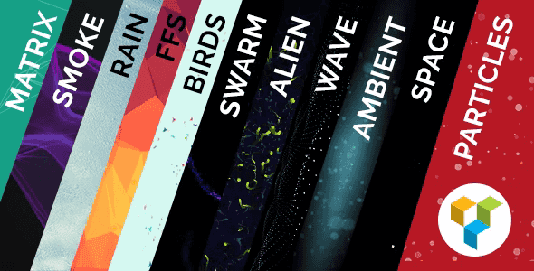 Particle Backgrounds addon for WPBakery showing animated smoke and bird effects