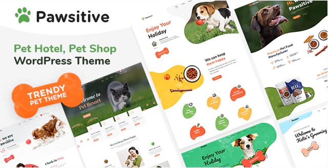 Pawsitive pet shop WordPress theme homepage layout