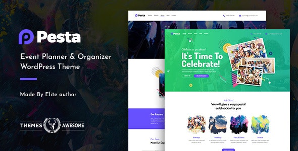 Pesta event planner WordPress theme demo showing event layout