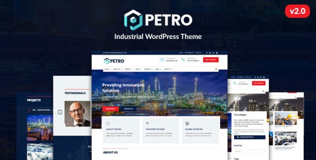 Petro Industrial WordPress Theme website preview for energy and manufacturing businesses
