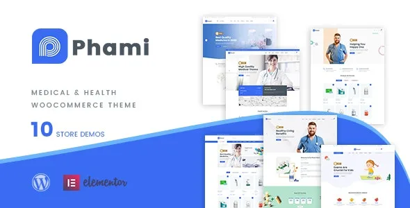 Phami medical and health WooCommerce theme demo showing pharmacy product layout