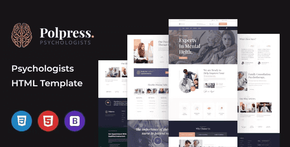 Polpress psychiatric therapy HTML template homepage preview