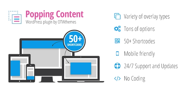 Popping Content for WordPress Plugin interface showing responsive overlay configuration