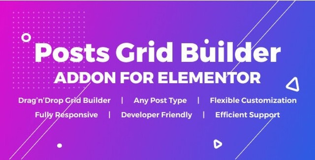 Posts Grid Builder for Elementor WordPress plugin interface showing customizable post grid layouts