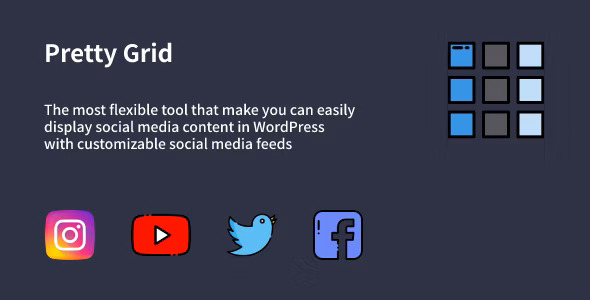 Pretty Grid WordPress social feed gallery plugin showcasing customizable social media content displays