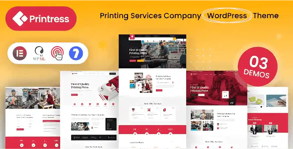 Printress WordPress theme for printing services companies with Elementor page builder