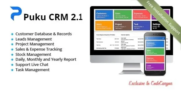 Puku CRM realtime open source CRM PHP script interface on desktop and mobile