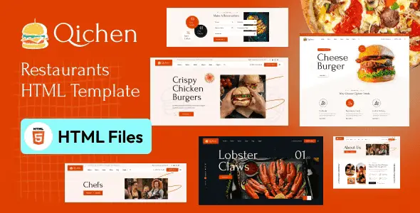 Qichen modern restaurant and fast food HTML5 template homepage design