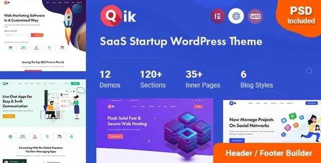 Qik SaaS Startup WordPress Theme demo preview for IT services