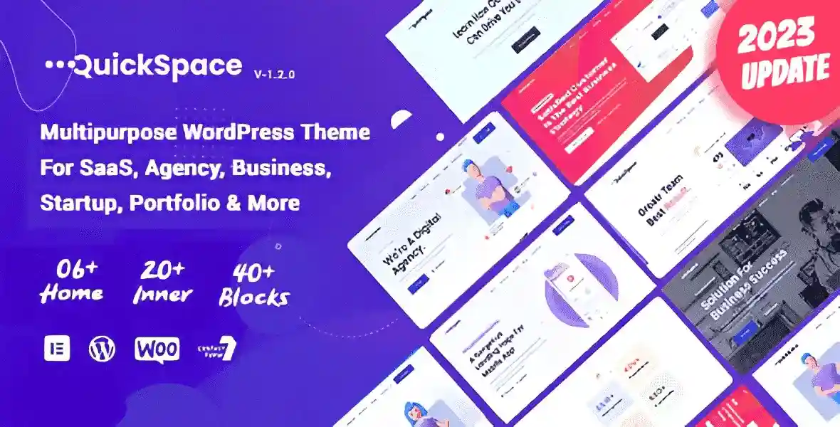 QuickSpace multipurpose WordPress theme demo for SaaS agency