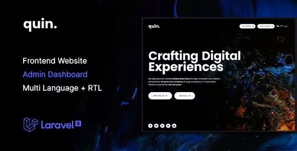 Quin PHP CMS dashboard interface for creative agency website management