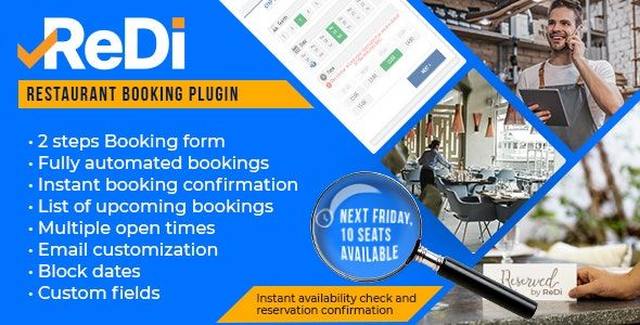 ReDi restaurant booking plugin interface on WordPress
