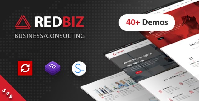 RedBiz finance and consulting WordPress theme homepage preview