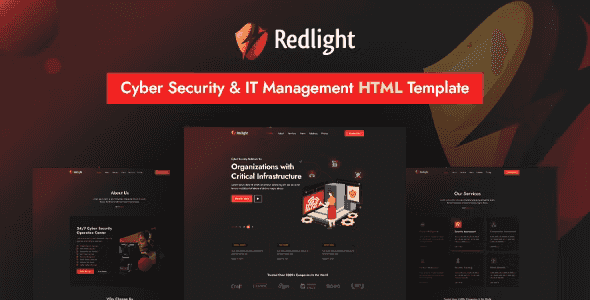 Redlight cyber security and IT management HTML5 template homepage preview