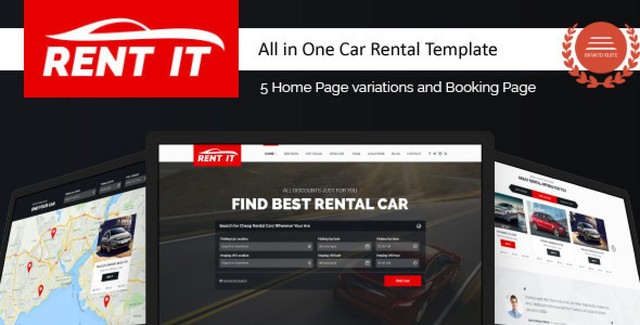 Rentit car rental WordPress theme dashboard and vehicle listing preview