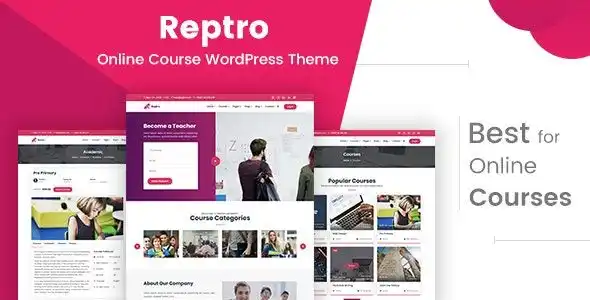 Reptro WordPress LMS theme demo showing online course website layout