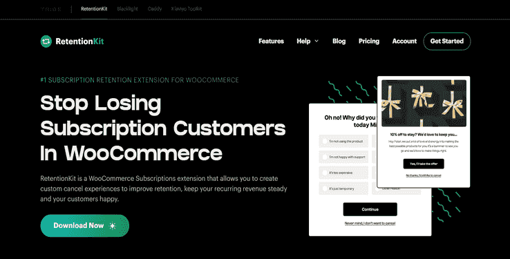 RetentionKit WooCommerce subscription cancellation plugin interface