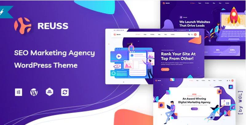 Reuss SEO Marketing Agency WordPress Theme homepage preview